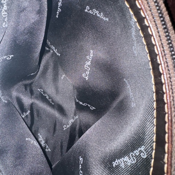 La philipe large dark brown leather trim bag - Picture 9 of 9